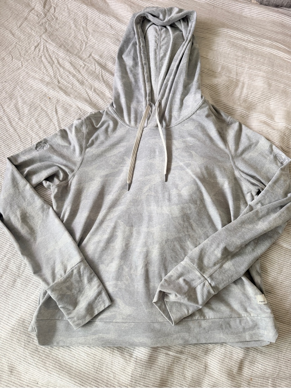 Vuori Light Gray Camo Hooded Women's Sweatshirt